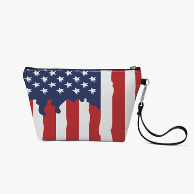 Abstract American Flag Zipper Sling Cosmetic Bag
