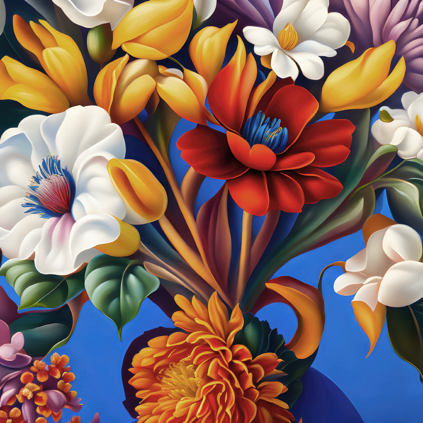 Art Deco Floral Bouquet - Gallery Wrapped Canvas