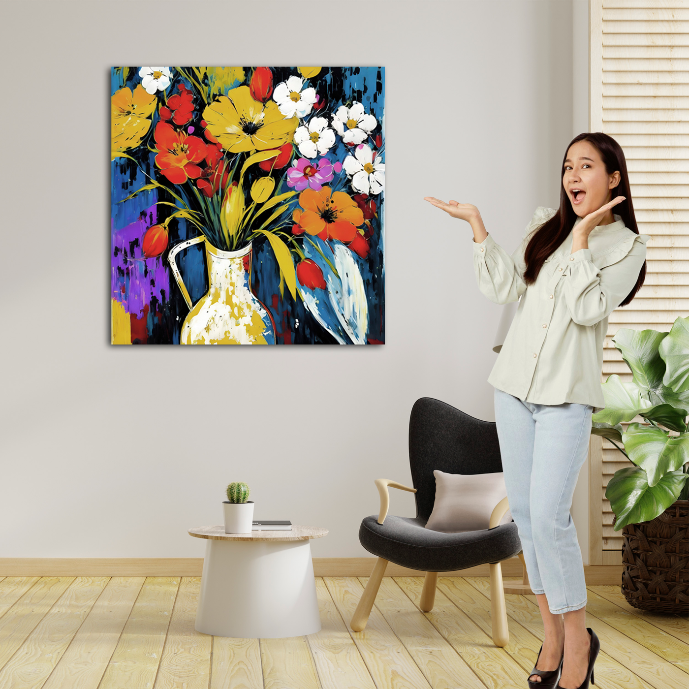 Beautiful Mixed Bouquet of Flowers - Gallery Wrapped Canvas