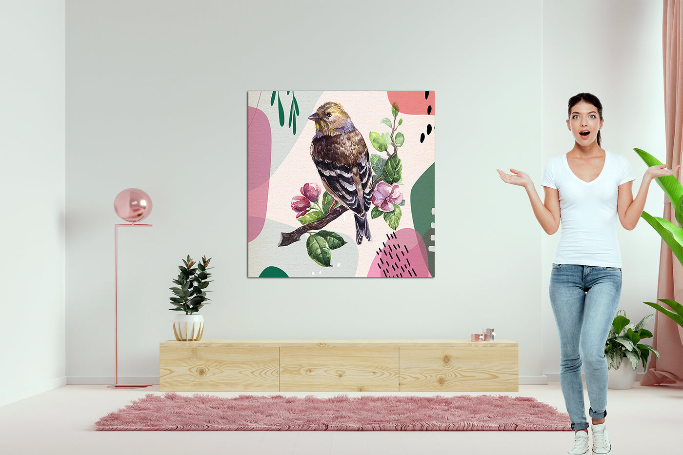 Bird On A Branch 333 - Gallery Wrapped Canvas