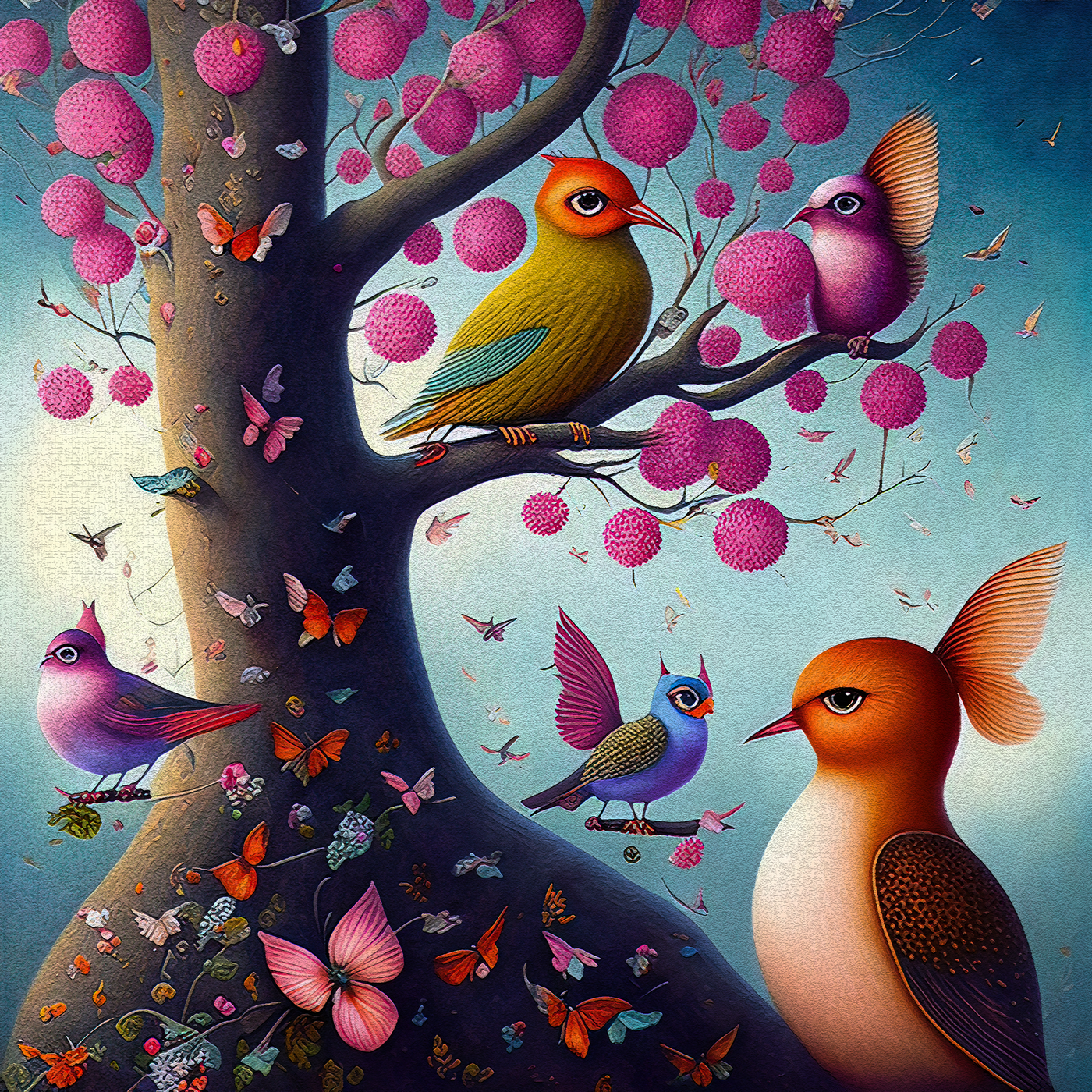 Birds and Butterflies - Gallery Wrapped Canvas