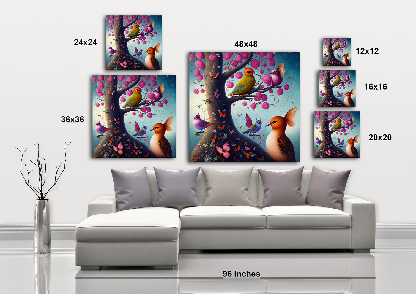 Birds and Butterflies - Gallery Wrapped Canvas