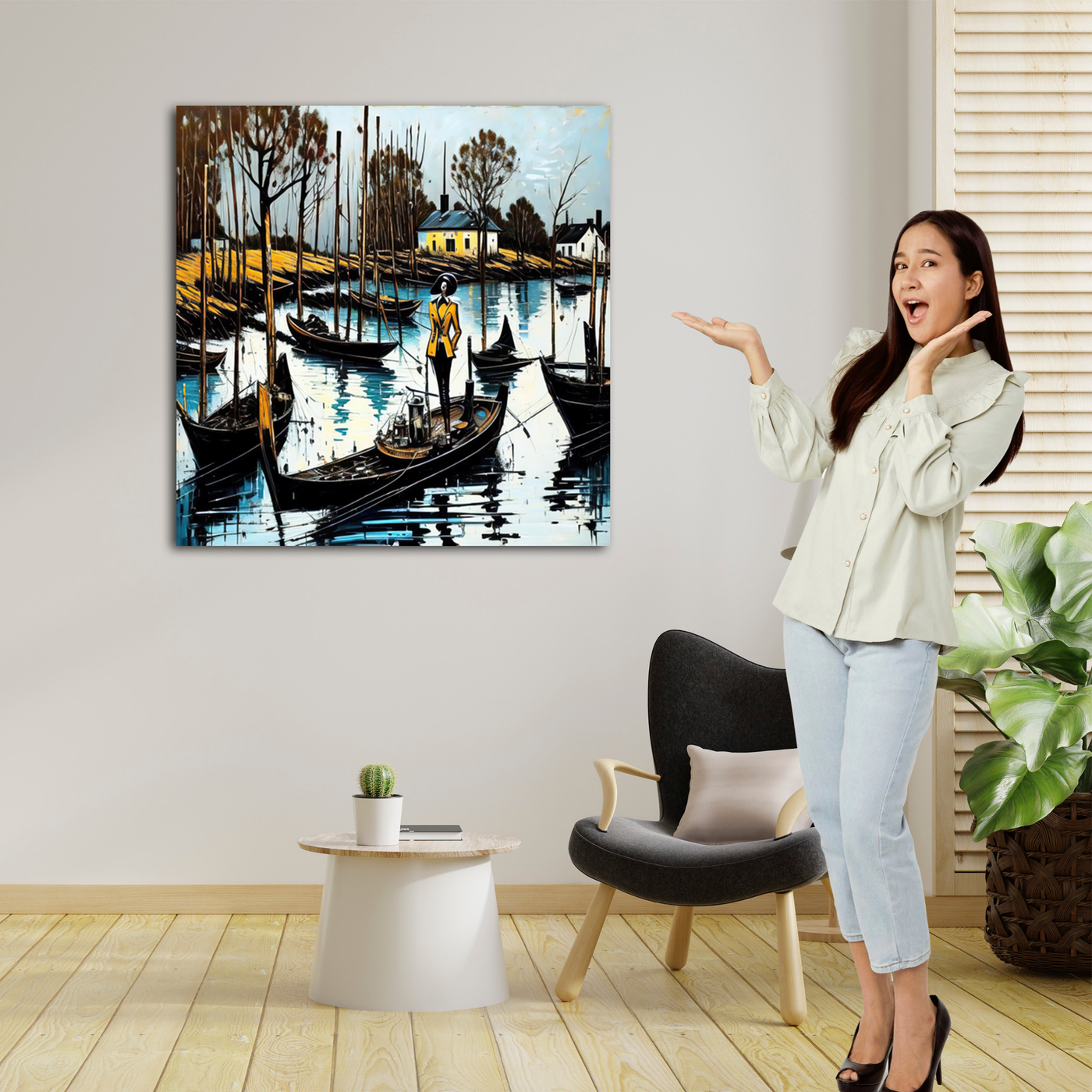 Boating On the River - Gallery Wrapped Canvas