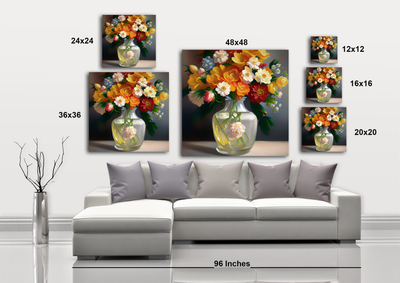 Colorful Bouquet In a Clear Vase - Gallery Wrapped Canvas