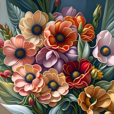Colorful Flowers IV - Gallery Wrapped Canvas