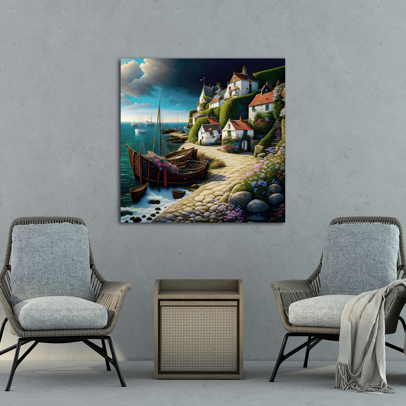 Cornish Fishing Village - Gallery Wrapped Canvas
