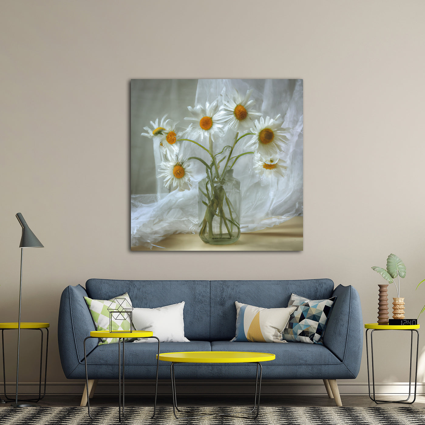 Daisies In A Glass Jar II - Gallery Wrapped Canvas