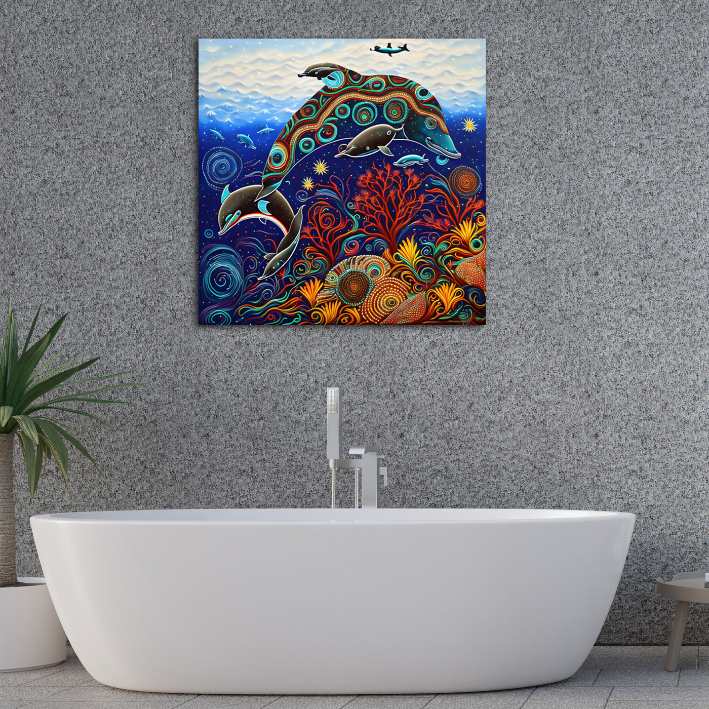 Dolphins In the Sea - Gallery Wrapped Canvas