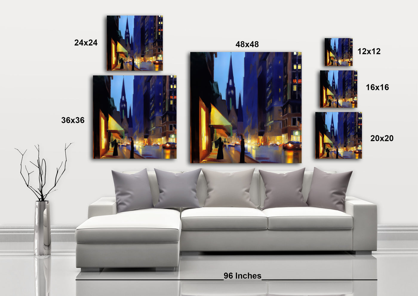 Downtown City Lights II - Gallery Wrapped Canvas