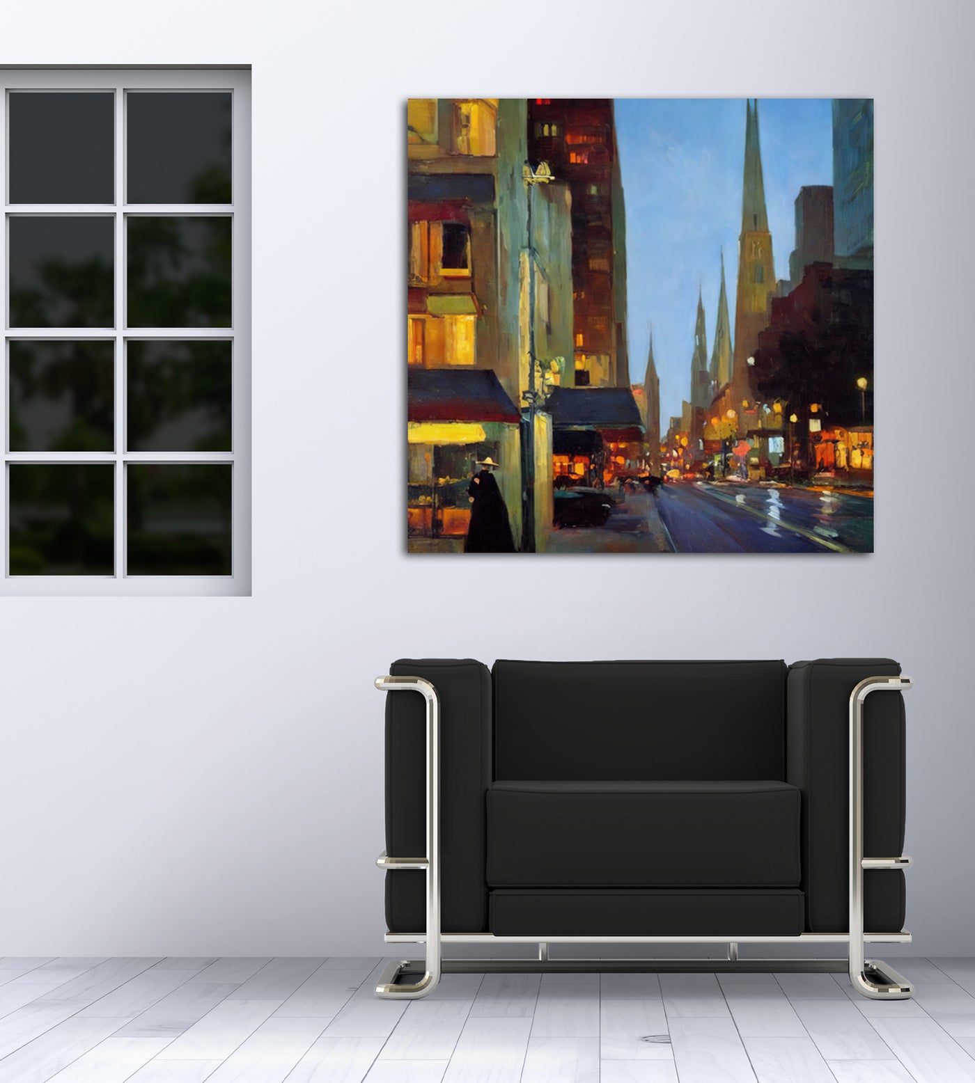Downtown City Lights I - Gallery Wrapped Canvas