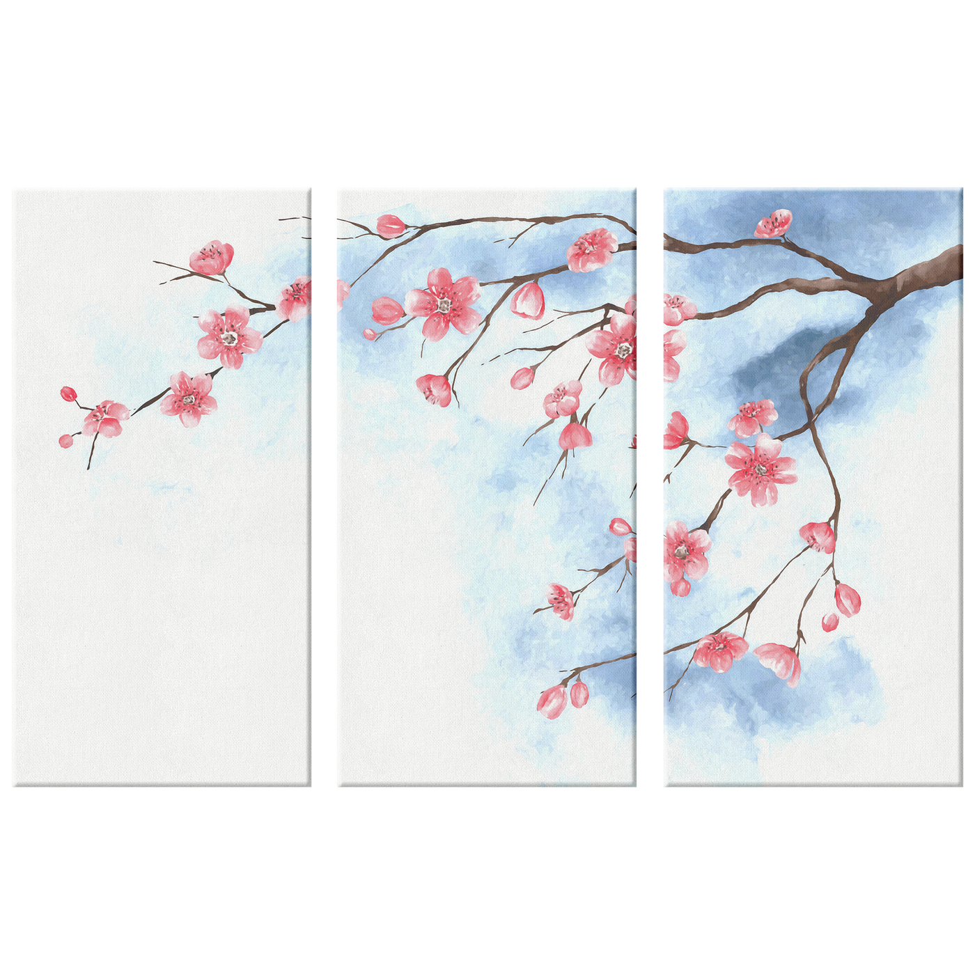 Watercolor Cherry Blossoms Triptych