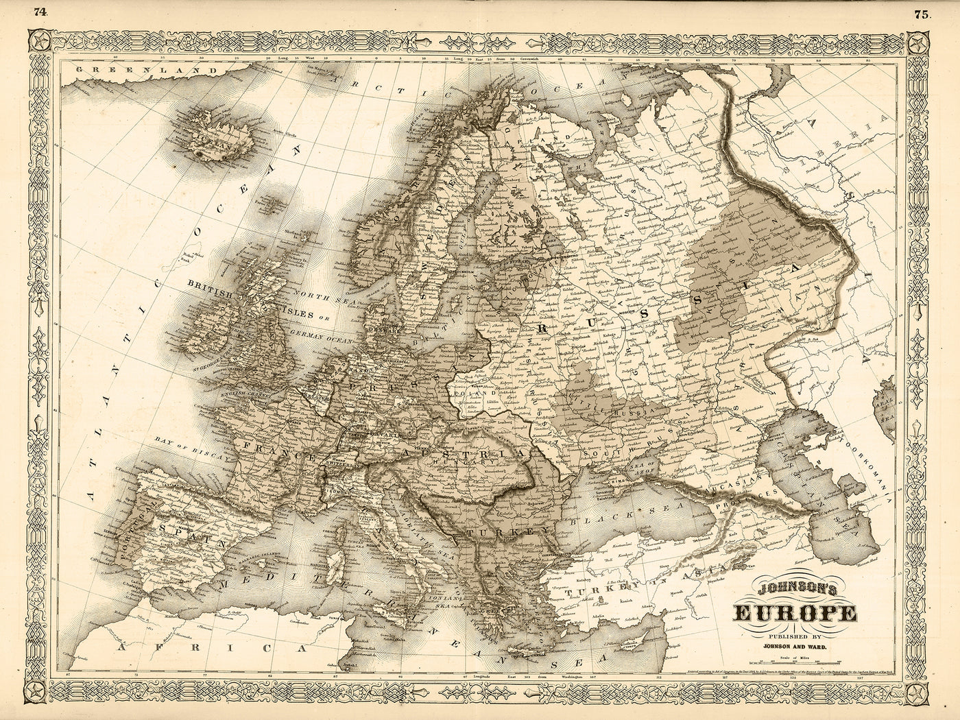 1864 Johnson Europe Antiqued