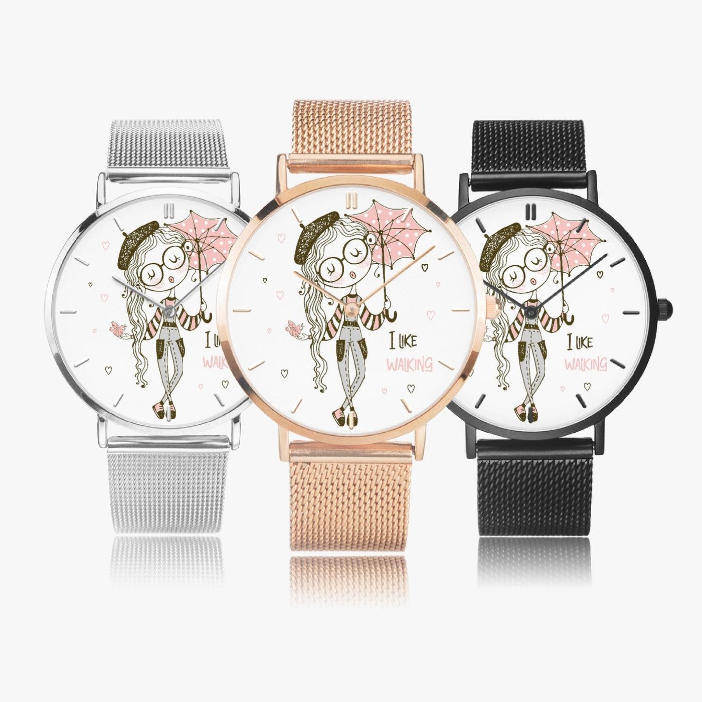 I Like Walking - Fashion Ultra-thin Stainless Steel Quartz Watch (With Indicators)