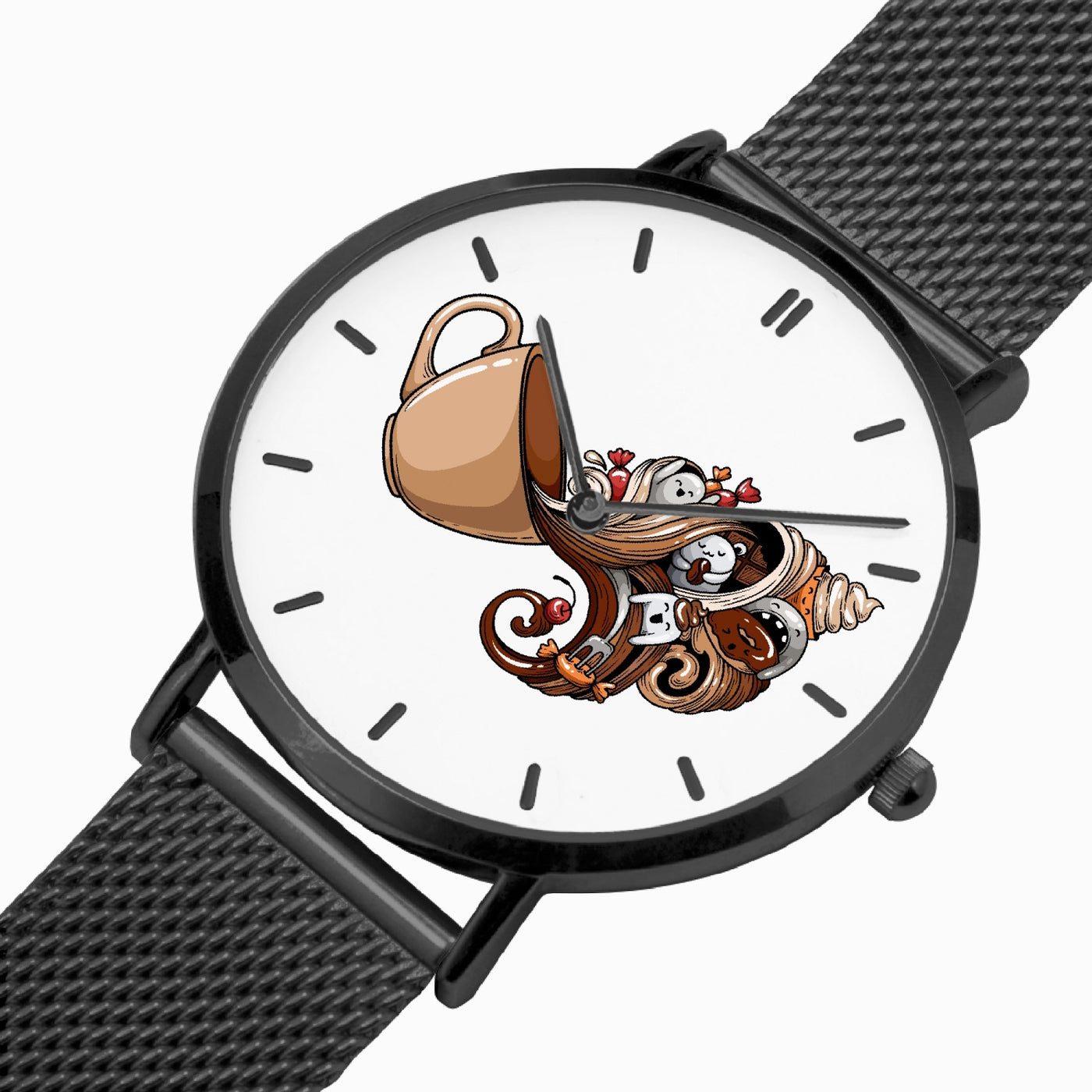 Coffee Time - Fashion Ultra-thin Stainless Steel Quartz Watch (With Indicators)