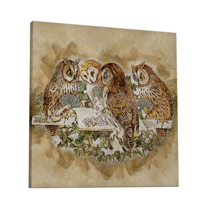 Owls Playing Poker Canvas Wrap