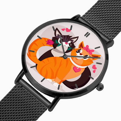 Pussy Cat Love - Fashion Ultra-thin Stainless Steel Quartz Watch (With Indicators)