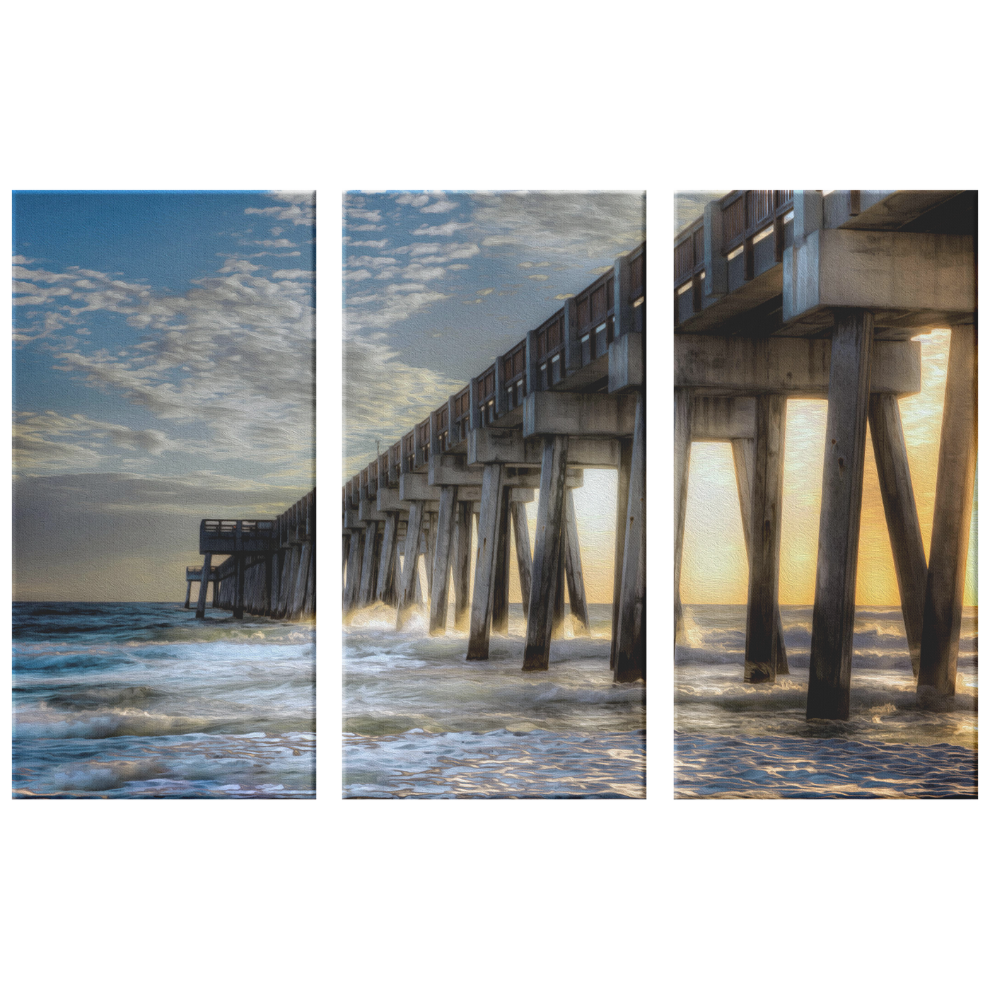 Florida Beach Pier Triptych