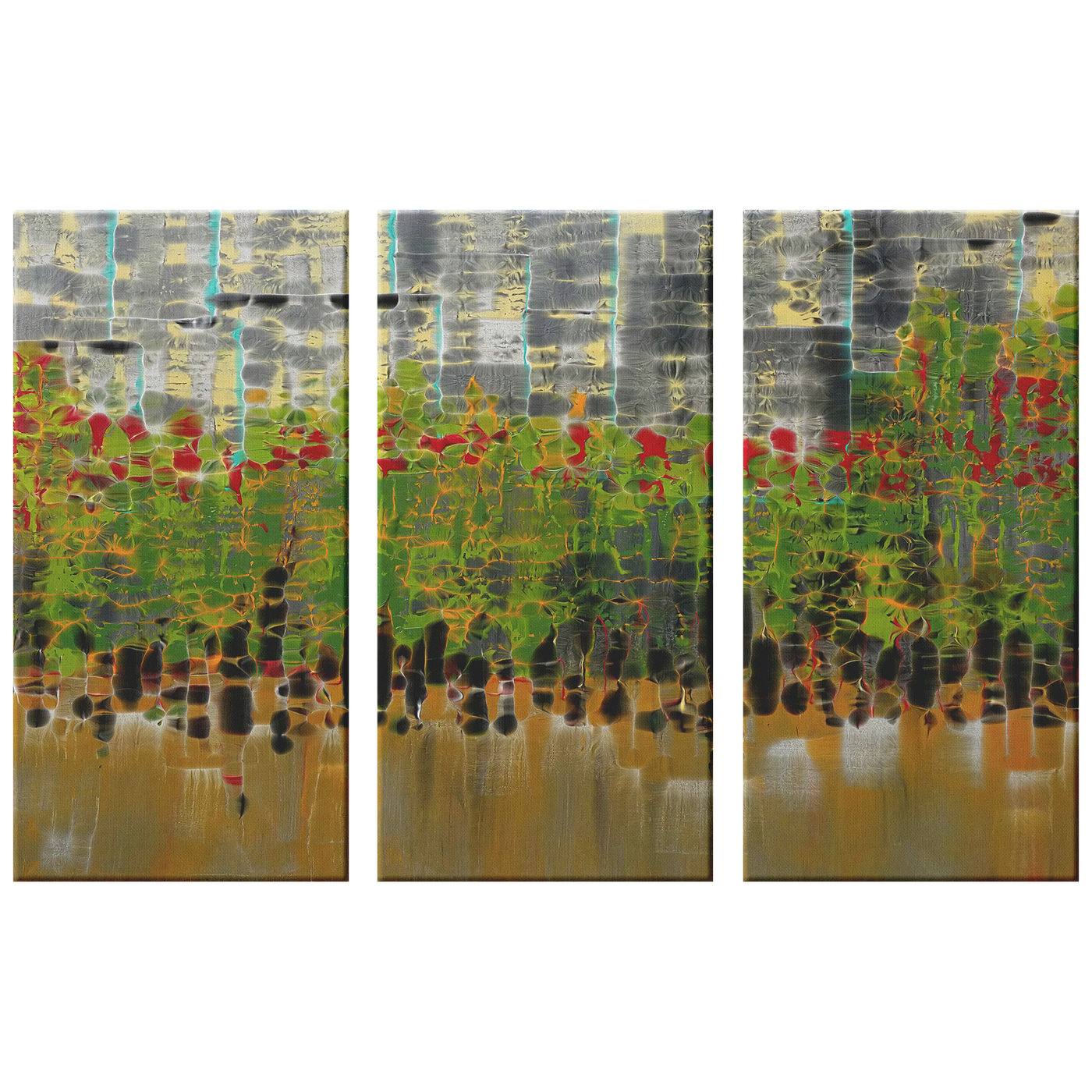 Red Garden II Triptych