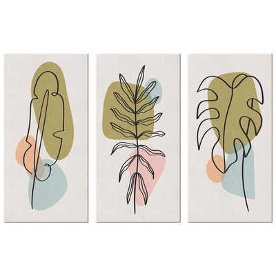 Abstract Leaves Triptych | Triptych Wall Art | Bolo Art