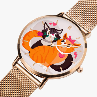 Pussy Cat Love - Fashion Ultra-thin Stainless Steel Quartz Watch (With Indicators)