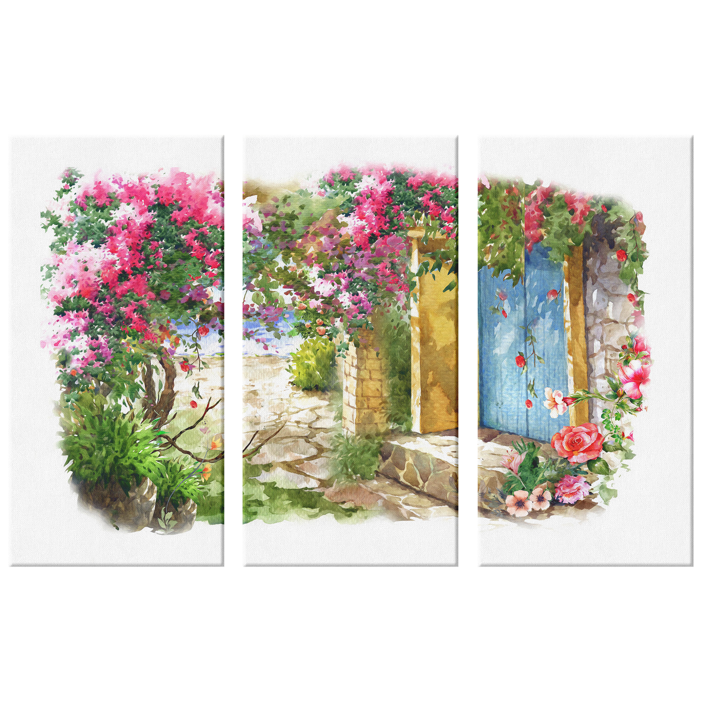 Watercolor Garden XXI Triptych