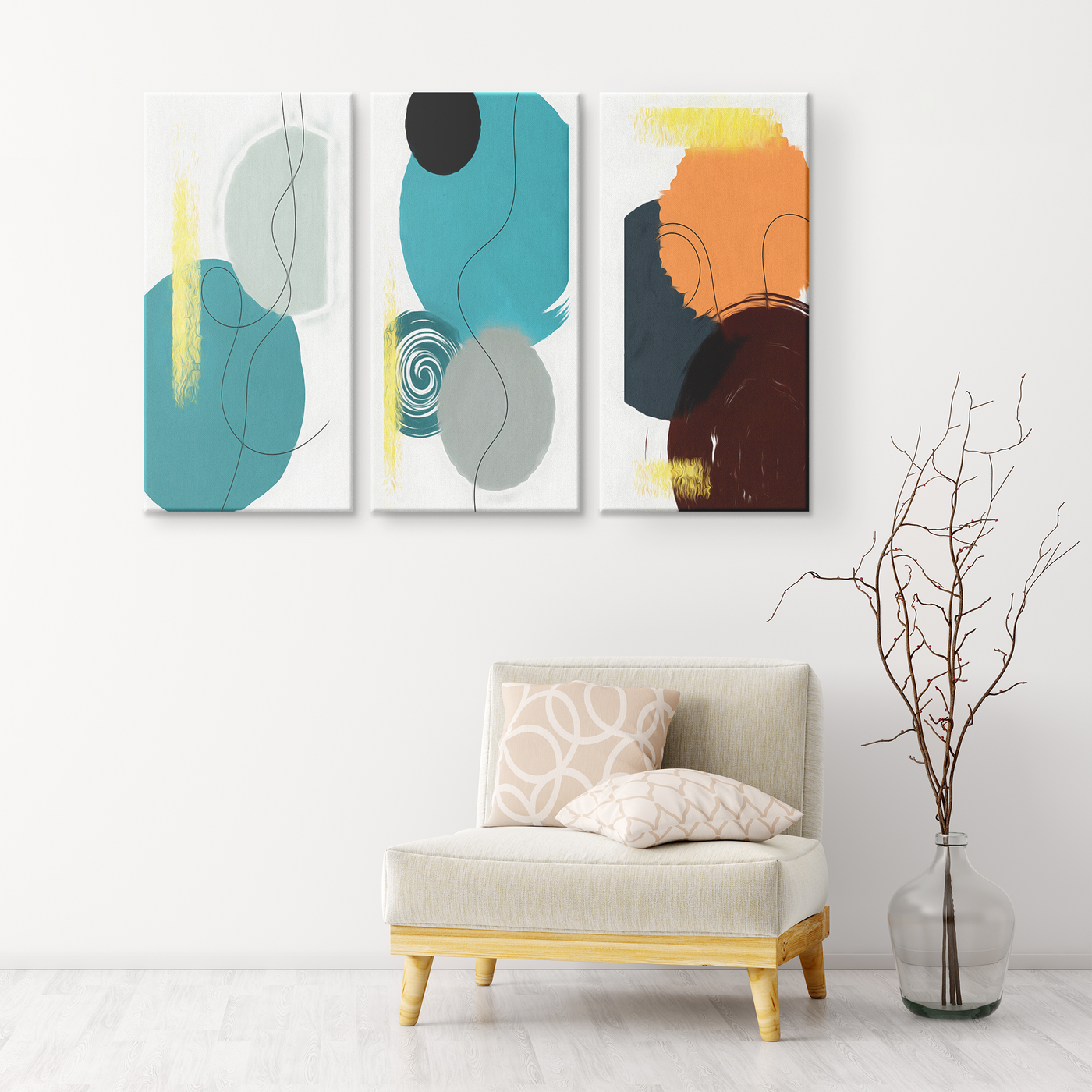 Watercolor Shapes 120 Triptych