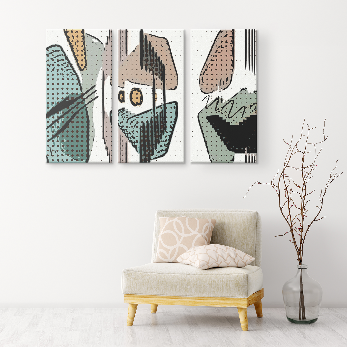 Abstract Dots 170 Triptych