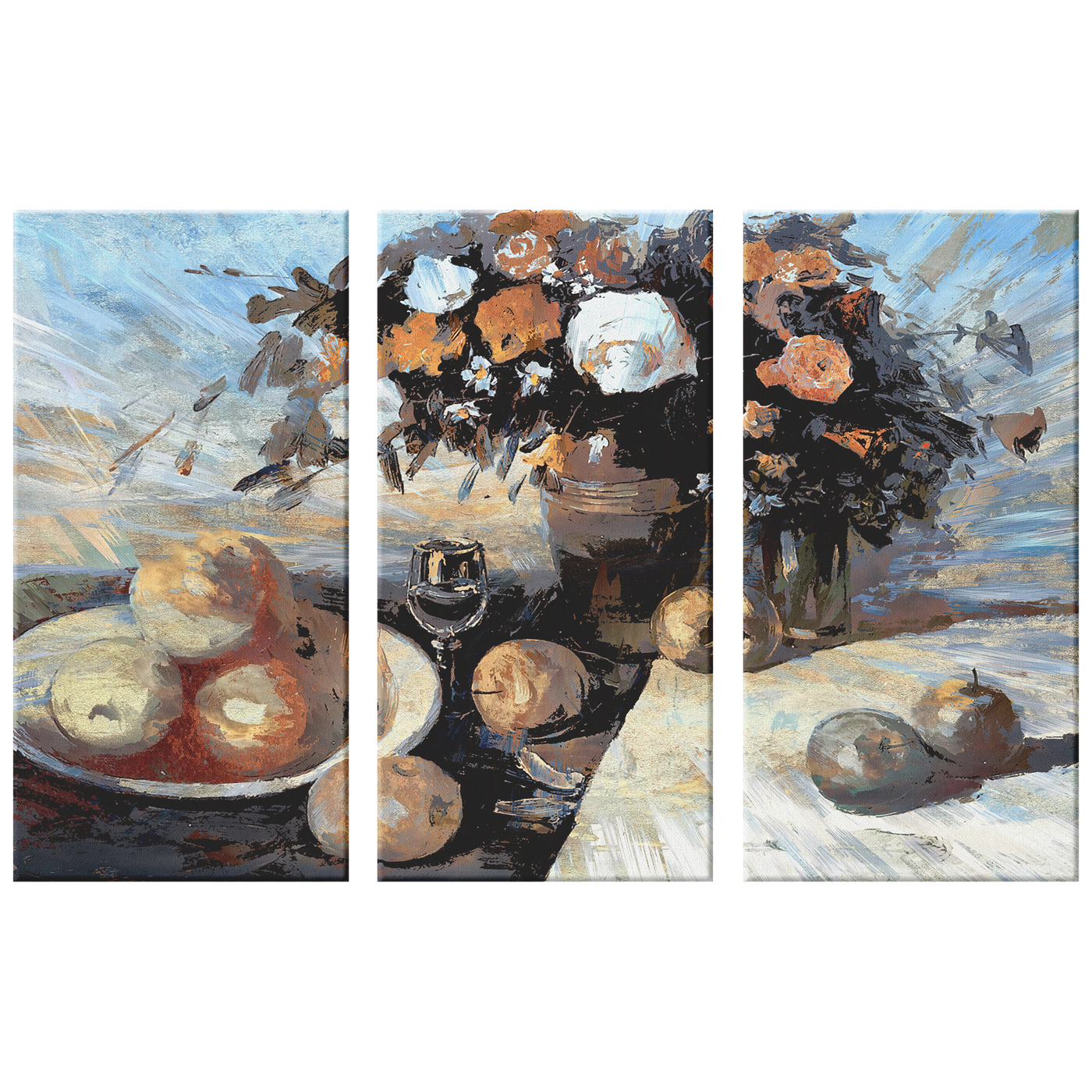 Apples, Flowers and Water II Triptych