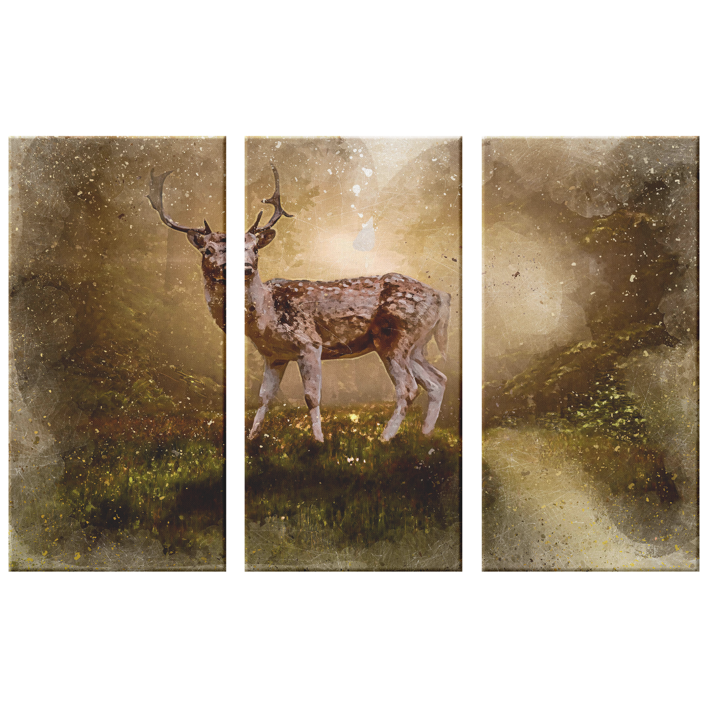 Deer In the Forest Triptych