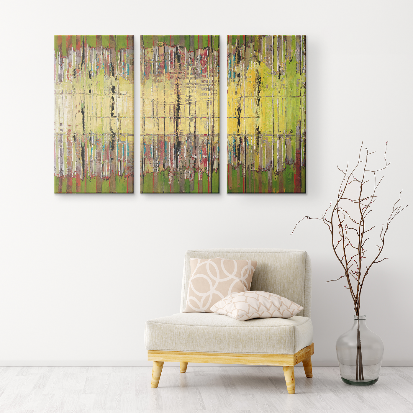 Bamboo Curtain Triptych