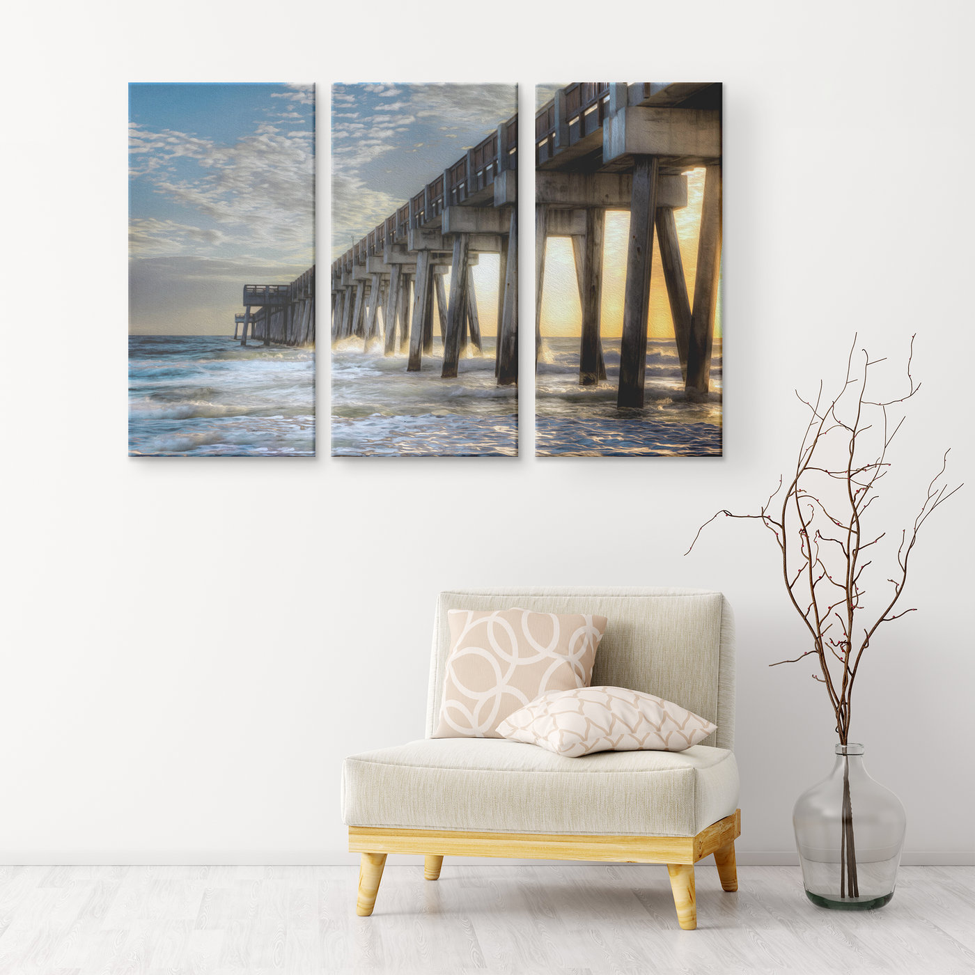 Florida Beach Pier Triptych