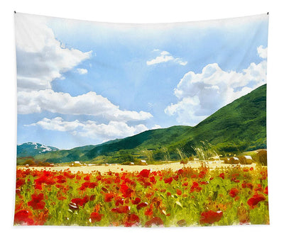 Red Poppy Field IV - Tapestry