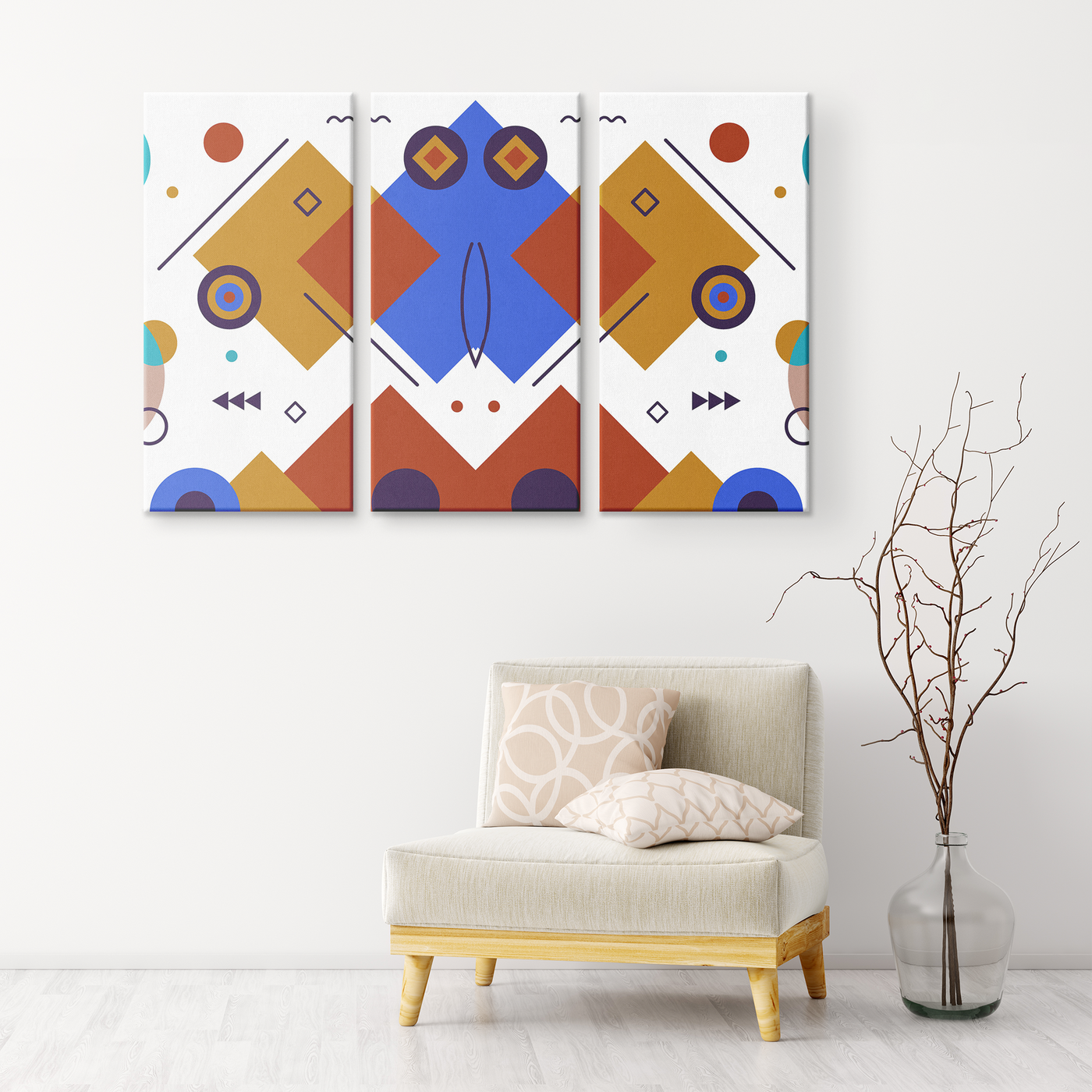 Colorful Geometric 532 Triptych